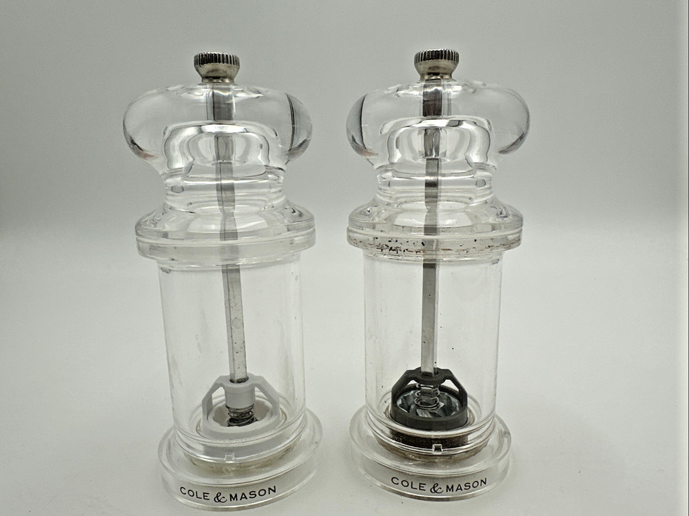 Vintage Cole & Mason England Pepper, Salt Mill Acrylic EUC